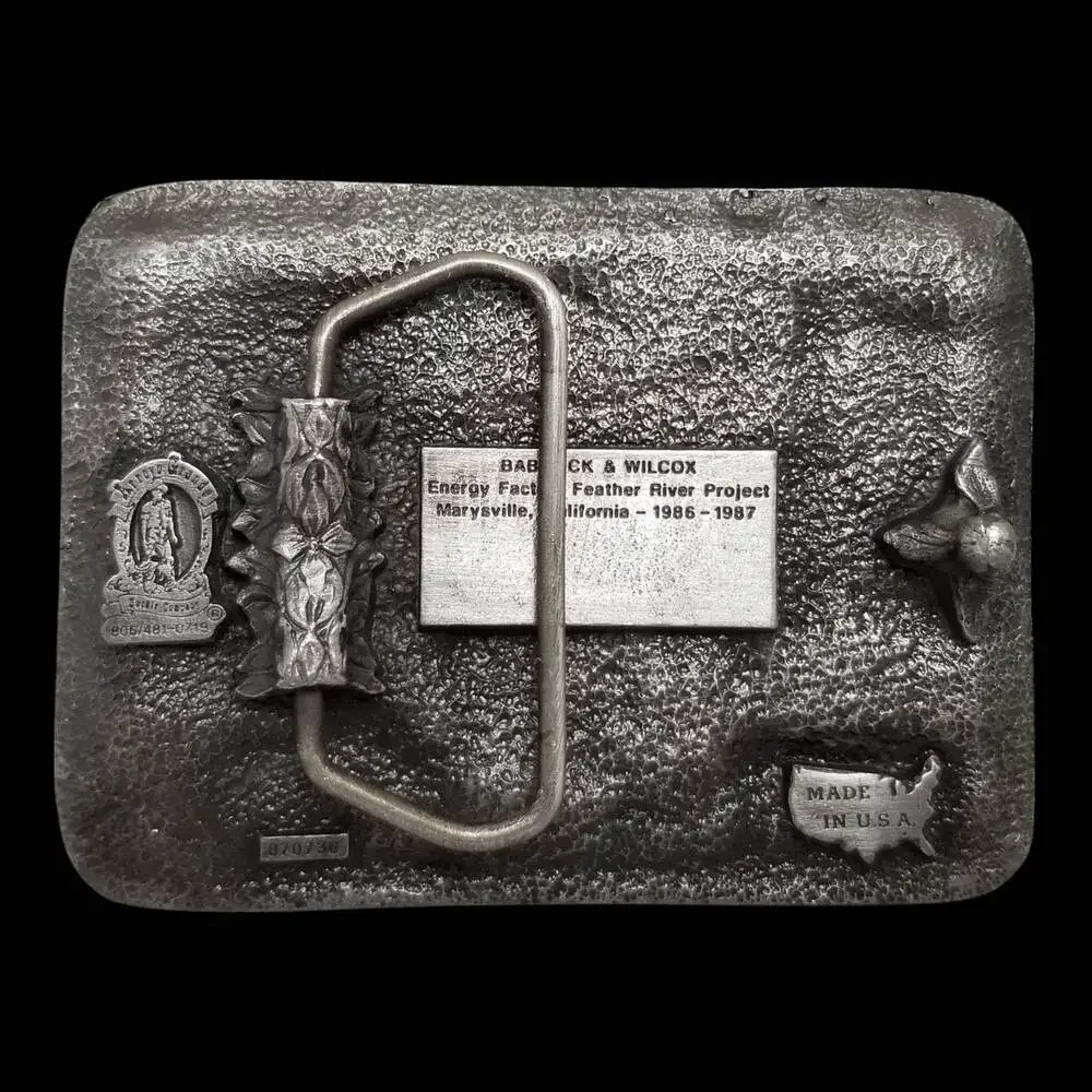 1987 Feather River CFB-5 Energy Facility Pewter Belt‎ Buckle Babcock & Wilcox